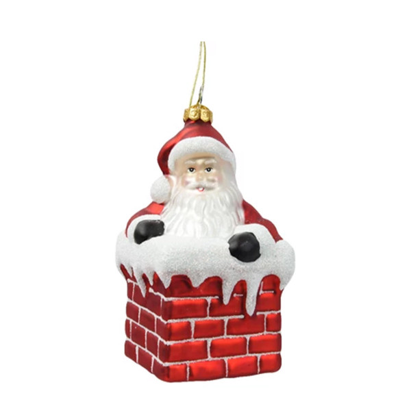 Baumschmuck Weihnachten, Weihnachtsmann im Kamin, 11cm, Kaemingk