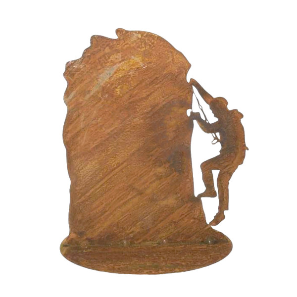 Deko Bergsteiger Rost, Bergsteiger im Felsen, 36x45cm, Edelrost, Aufsteller, Gerrys Garden