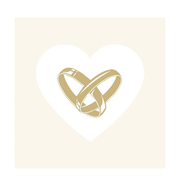 Ambiente Papierservietten Hochzeit Eheringe im Herz, creme, 33x33cm