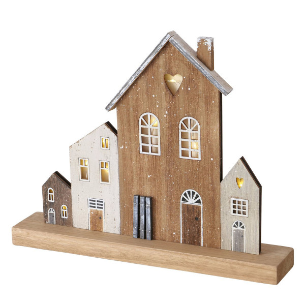 LED Aufsteller Haus Shabby chic, beleuchtete Häuserzeile Weihnachten, 32cm, Boltze Home Collections