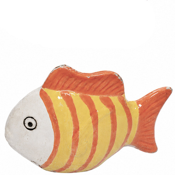 Deko Fisch gelb-orange, kleiner Keramikfisch Schwimmer, 6cm