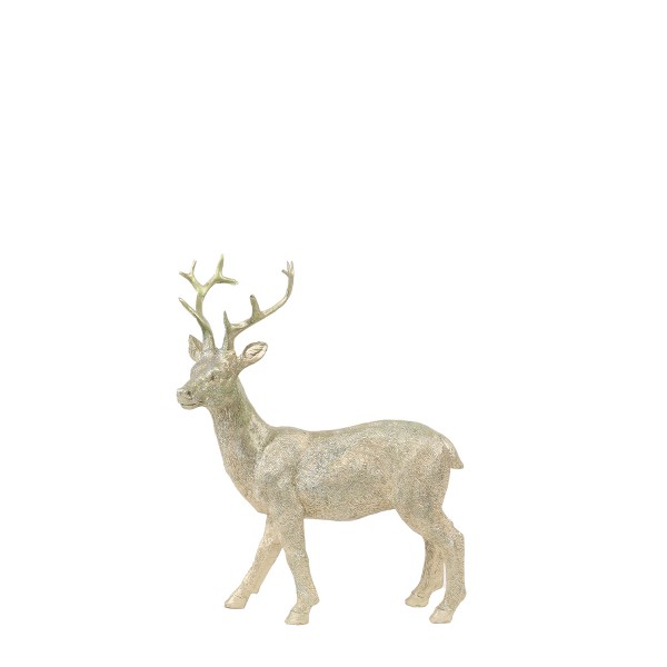 Hirsch silber/mattgold 23cm Polyresin