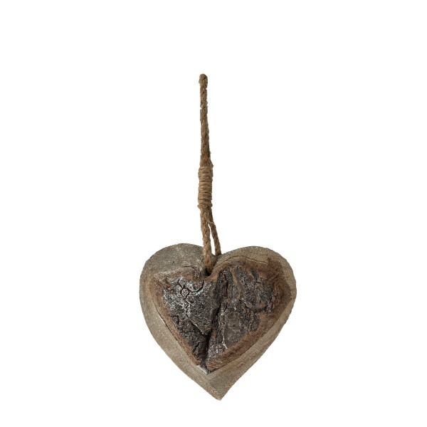 Natur Holz Herz, grau, 11cm, Hänger