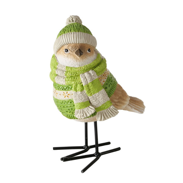 Deko Vogel Hanno, Wintervogel mit Pullover, Mütze und Schal, Boltze Home Collections