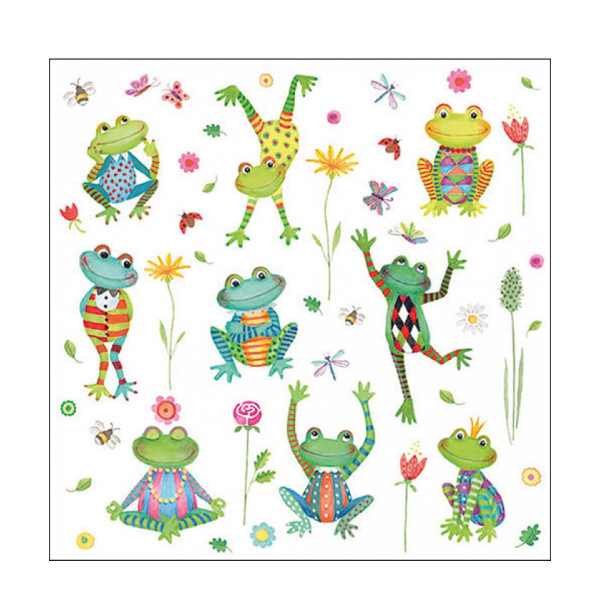 Ambiente Papierservietten vergnügte Frösche, Happy Frogs, 33x33cm