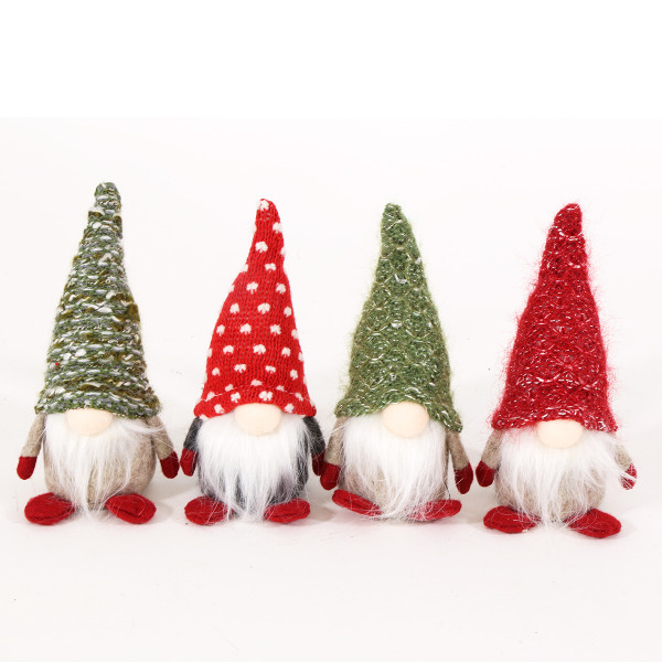 Deko Wichtel, Weihnachtswichtel mit weißem Bart, rote oder grüne Mütze, 13cm