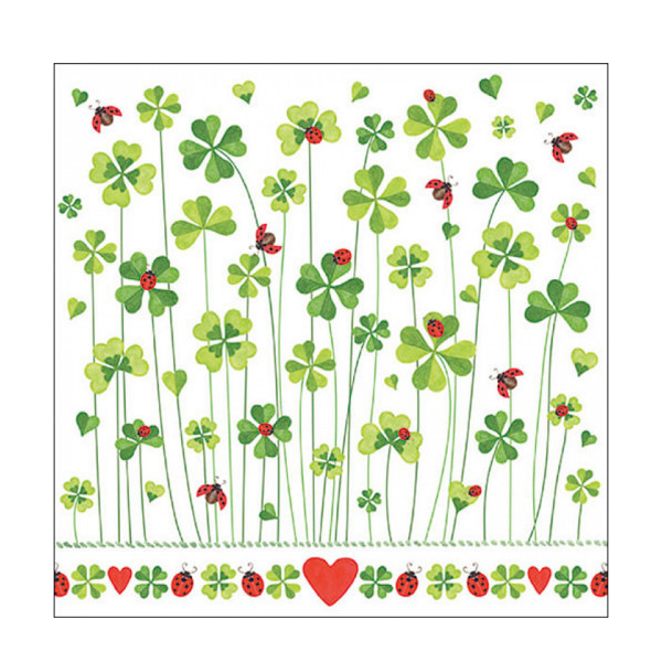 Ambiente Papierservietten Glücksklee, Kleeblatt Good luck, 33x33cm