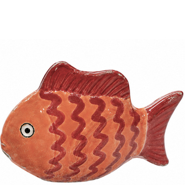 Deko Fisch orange-rot, kleiner Keramikfisch Schwimmer, 6cm