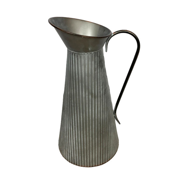 Deko Zink Karaffe mit Henkel, grau used look, 29x50cm
