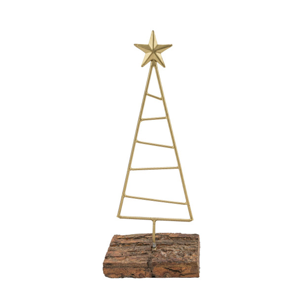 Deko Tannenbaum, Tannenbaum mit Stern auf Holzfuß, 10x26cm, Kunststoff