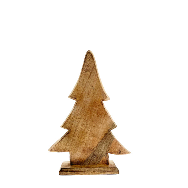 Deko Holztanne, Tannenbaum natur, 31x25cm, Mangoholz