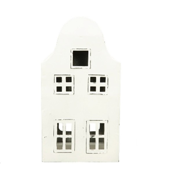 Windlicht Haus weiß Runddach 25cm Metall