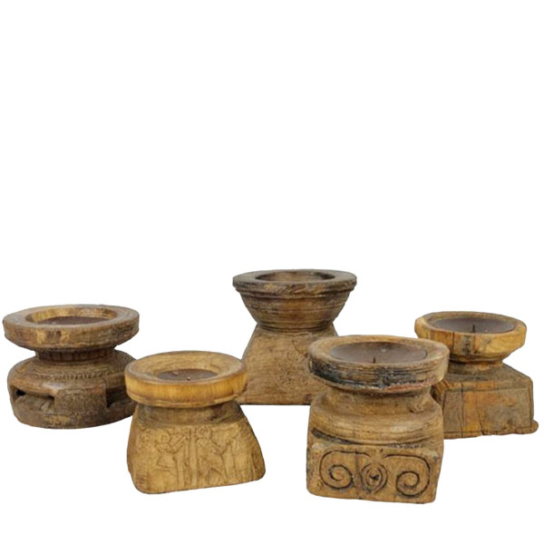 Kerzenhalter Antikholz, massiver Kerzenhalter für Stumpenkerzen, unterschiedlichen Ausführungen, use