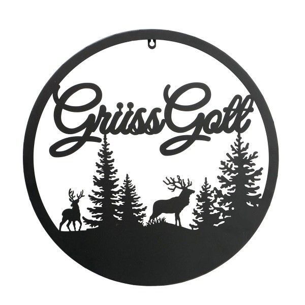 Schild Ludwig: Grüss Gott Ø50cm Metall Boltze
