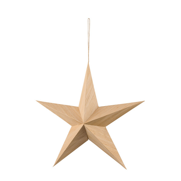 Deko Stern Weihnachten natur, Papierstern in Holzoptik natur, Ø20cm, Hänger
