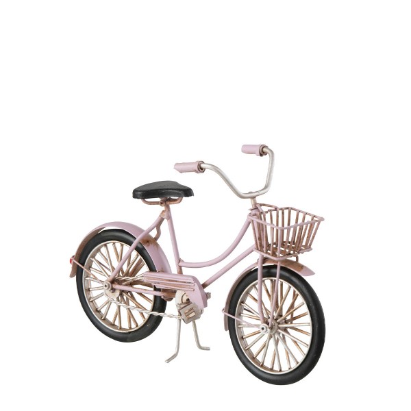 Damenrad mit Korb rosa 23x12cm Metall J-LINE