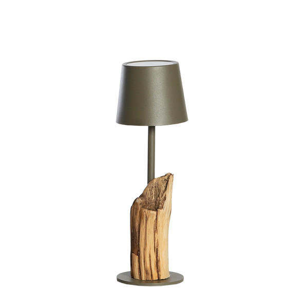 LED Windlicht Raisa Natural, rustikales Naturholzwinlicht mit LED Lampe taupe, 27cm, WMG Grünberger