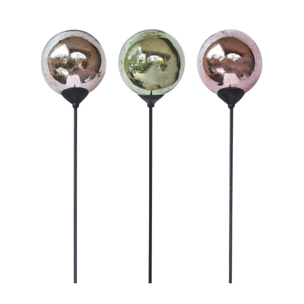 Deko Gartenstecker Rosenkugel rosa oder grün, Ø15cm, Höhe 135cm