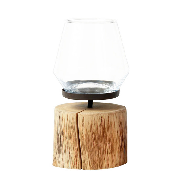 Holz Windlicht Mulan, Naturholzstamm, 28cm, WMG Grünberger