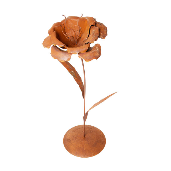 Deko Blume, Rostblume auf Platte, 114x40cm, Edelrost, Gerrys Garden