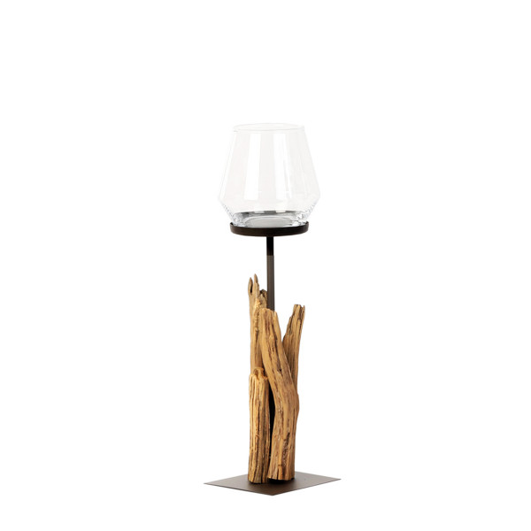 Holz Windlicht Raisa, 55cm, Naturholz, WMG Grünberger