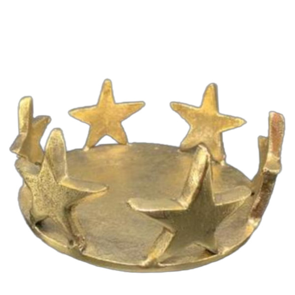 Kerzenhalter Sterne gold, Metall Kerzenhalter rund, 16x7cm, Cor Mulder