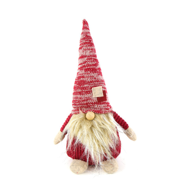 Deko Wichtel Niko, Stoffwichtel mit langem Bart und Strickmütze, 31cm