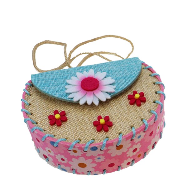 Halbmondtasche, Blume, blau