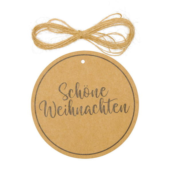 Deko Hänger Schöne Weihnachten, Papierhänger rund Ø10cm, 10St/Btl, Halbach