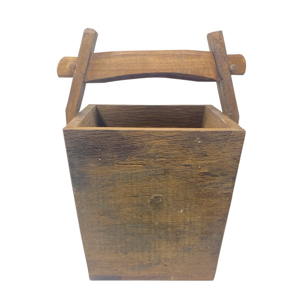 Holzeimer Antik, rustikales Holzzuber mit Henkel, 41cm, Antikholz