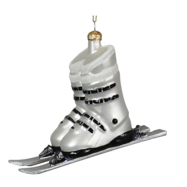 Baumschmuck Wintersport, Skistiefel weiß, 12cm