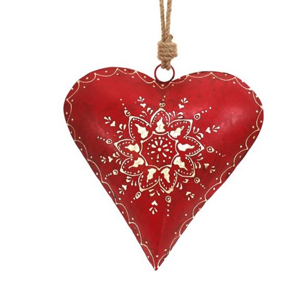 Metall Herz, antik rot, 16cm