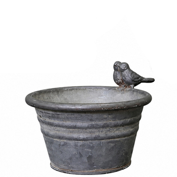 Deko Zinkwanne mit Vögel, 20cm