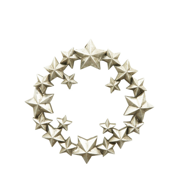 Wandobjekt Kranz aus Sterne 3D, Sternenkranz silber, Ø 26cm, Polyresin