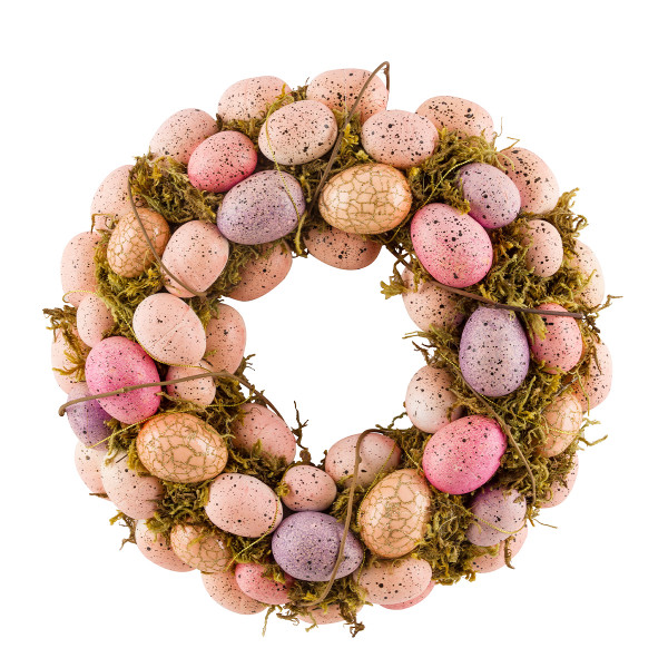 Deko Kunstkranz Ostern, Eierkranz rosa-apricot, Türkranz, Ø34cm